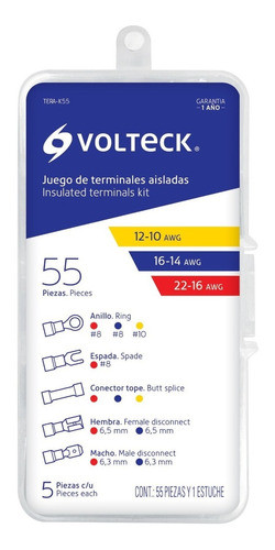 Kit Con 55 Piezas Terminales Aisladas Para Cable Volteck 1