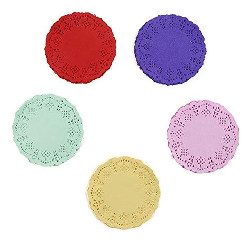 100 Tapetes De Papel Redondos Florales De Colores Surtidos P 0