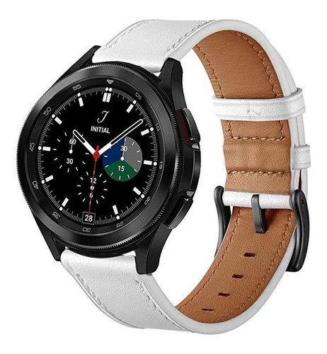 Malla De Cuero Samsung Galaxy Watch 4 Band 40mm 44mm  Blanca 0