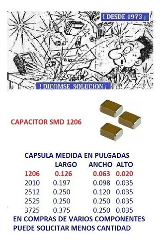Capacitor Smd 1206 47nf 0.047uf Y5v X 50v X 50 Unid 0