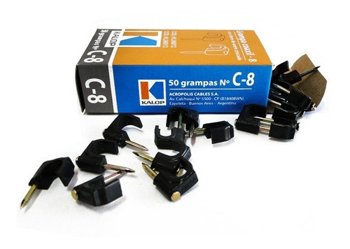 Grampa Clip Coaxil 8mm Clavo Acero Zincado Kalop Caja X50 0