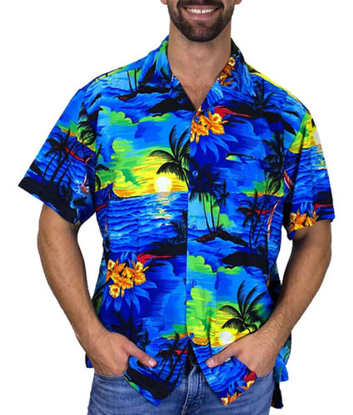 V.h.o. Funky Hawaiian Shirt, Shortsleeve, Surf, Blue, Xs 0