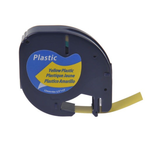 3pk 1/2 '' Negro Sobre Amarillo Etiqueta Plástica De La Cint 1