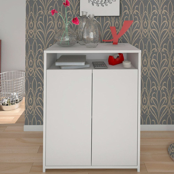 Balcão Multiuso Escritório Sala Cool 02 Portas Branco 1