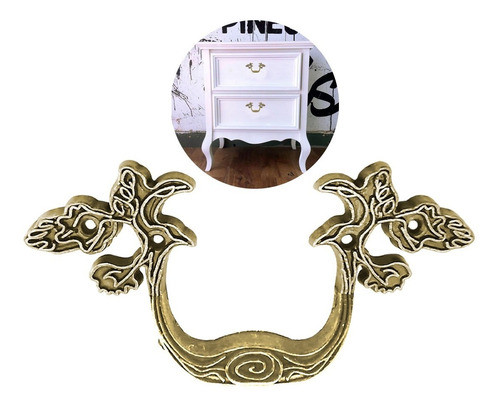 Tirador Manija Provenzal 115mm Zamak Vintage Dorado Mueble 0