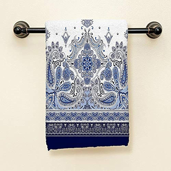 Hgod Designs Toallas De Mano Paisley, Borde Horizontal Azul 1