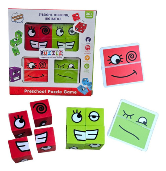 Juego De Mesa Puzzle De Las Expresiones Cubos Y Tarjetas 0