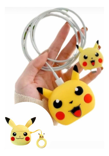 Kit Capa Protetora P/ Carregador E Fone De Ouvido Pikachu 0