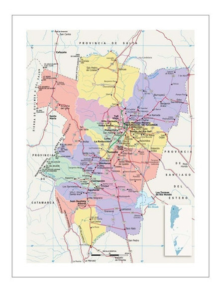 Lamina Fine Art Mapa Politico Tucuman 60x80 M Y C 0