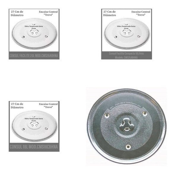 Prato De Microondas Brastemp Bms18  Bms25 Encaixe Trevo 27cm 1