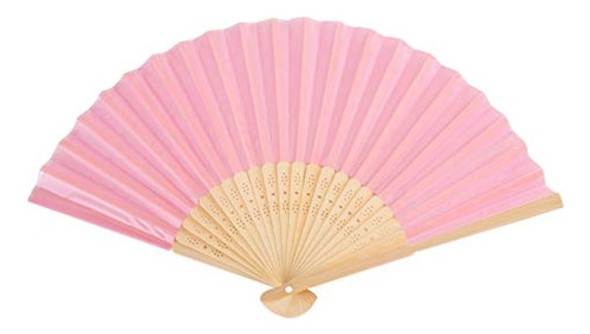 Sepwedd 50pcs Rosa Imitado Seda Tela De Bambú Plegado Ventil 1