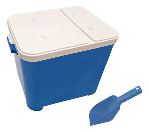 Kit Dog Canister Container Ração Pá Dosadora 15kg Azul 0