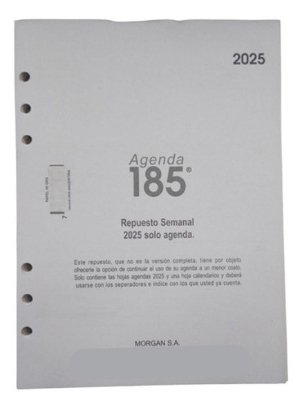 Repuesto Agenda Morgan 2023 185 Semanal Solo Cuerpo 16x22cm 1
