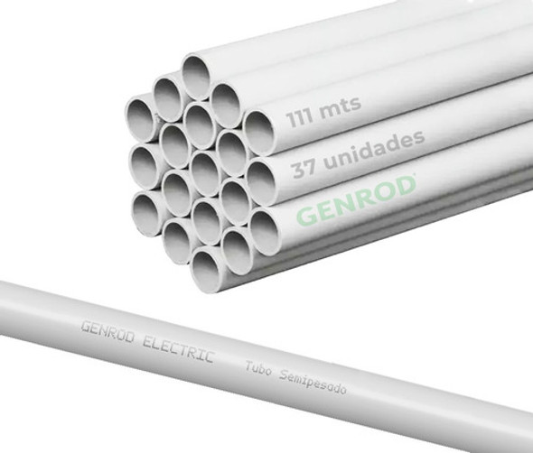 Caño Tubo Pvc Rígido Semipesado Genrod Ø20mm - Pack  X 111m 0