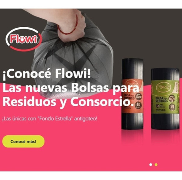 180 Bolsa Residuo 50x70 Negra Base Reforzada No Gotea Flowi 1