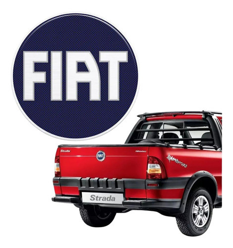 Adesivo Emblema Tampa Traseira Fiat Strada 2005 À 2008 Azul 0