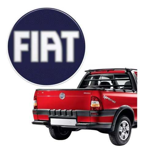 Adesivo Emblema Tampa Traseira Fiat Strada 2005 À 2008 Azul 0