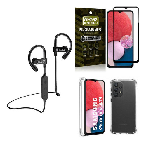 Kit Capa Samsung A13 4g + Fone Bluetooth Hs188 + Película 3d 0