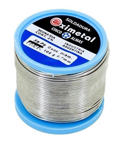 Carrete Rollo Estaño Eximetal 1/4kg 250g 0.7mm Hte Soldador 0