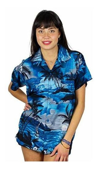 Vho Funky Blusa Hawaiana Mujer Shortleeve Frontpocket Surf B 0