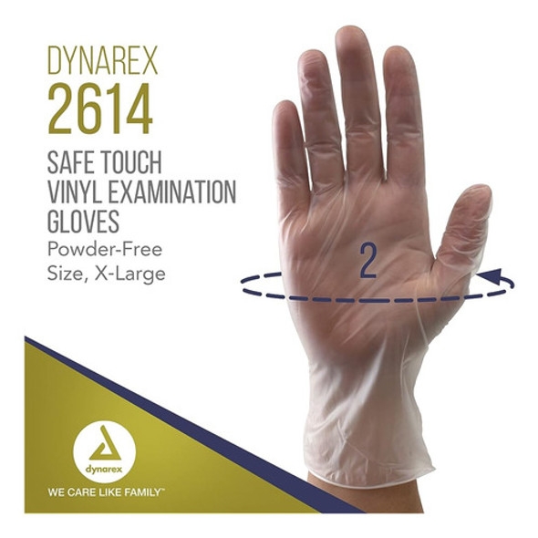 Guantes De Examen Desechables De Vinilo Safe-touch De Dynare 1