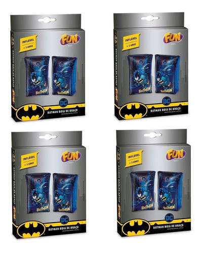 Kit C/4 Boia De Braço Inflável Infantil Batman Fun 23cmx15cm 0