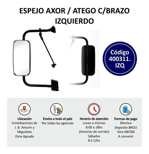 Espejo Axor/atego C/brazo Izq./ Cod:400311 0