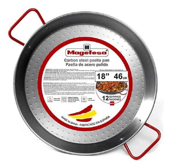 Paella  Valenciana Acero Pulida 46cm  12 Porciones 0 Paella  Valenciana Acero Pulida 46cm  12 Porciones 0