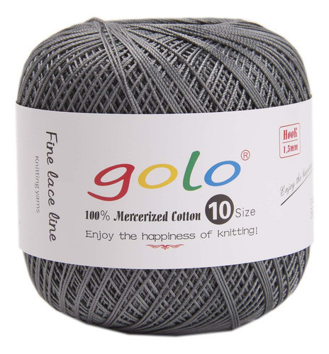 Bolas De Hilo De Algodón Para Crochet, Tamaño 10, Negro Plat 0