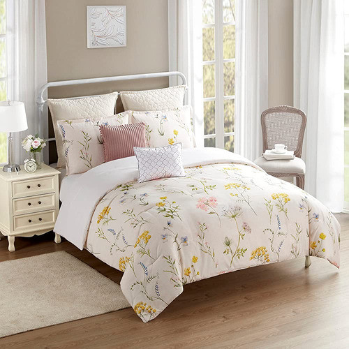 Queen Comforter Set 7 Piezas Ultra Soft Fashion Printed Bedd 0