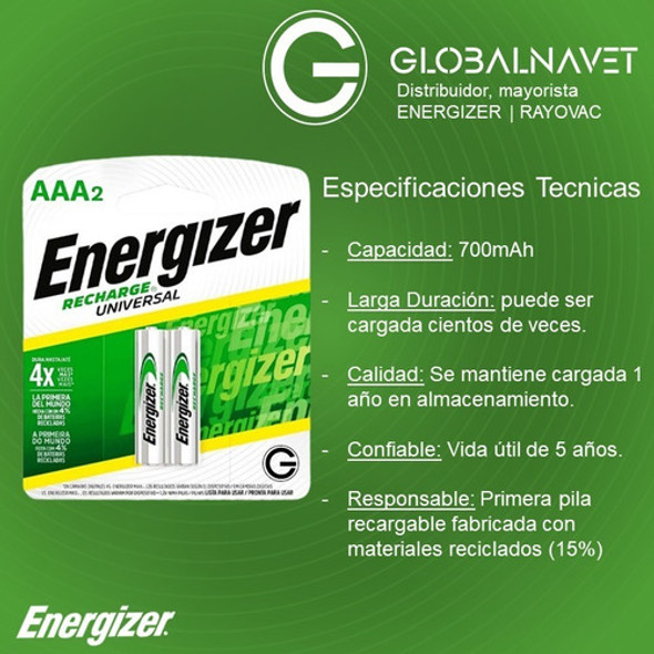 Pila Aa Aaa Energizer Recargables 8 Aa + 8 Aaa Distribuidora 1