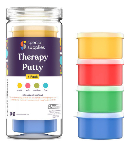 Conjunto De 4 Exercícios Manuais Resistivos Therapy Putty Sp 0