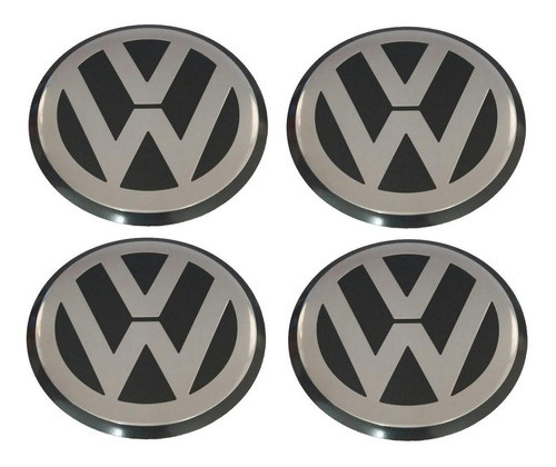 Jogo Emblema Vw P/ Calota Roda Bora E Golf 90mm 9,0cm Relevo 0