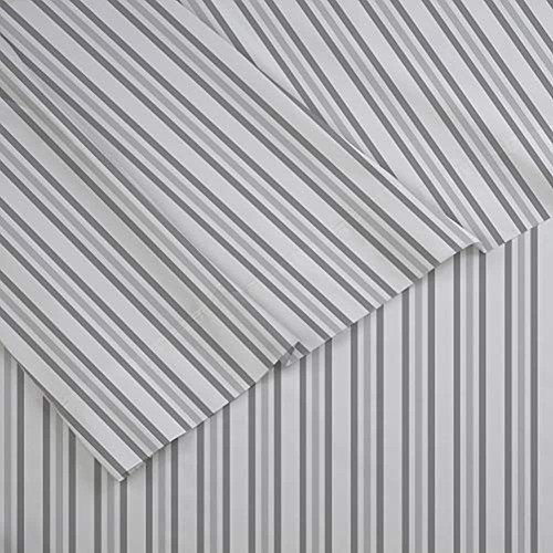 Juego De Sábanas Izod Flat Ticking Stripe Full Grey 1
