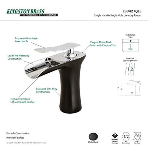 Kingston Laton Ls8427qll Ejecutivo Baño Llave Negro Matecr 1