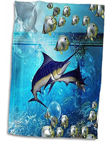 Toalla De Mano 3d Rose Underwater World Con Marlin-dolphin Y 1
