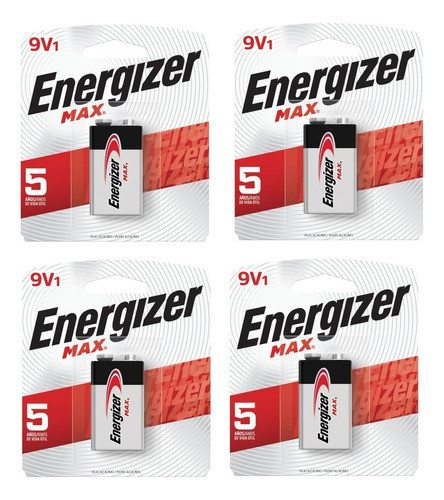 Bateria Energizer Max 9v Rectangular Pack X 4 Unidades 0