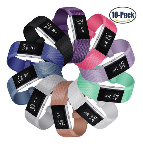 10 Pack Banda De Repuesto Para Fitbit Charge 2 Pulsera De Pu 1