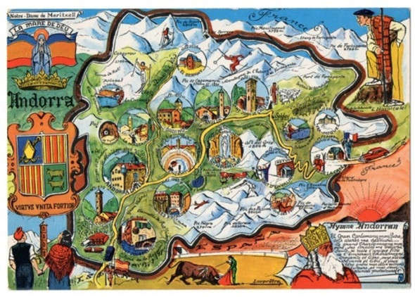 Mapa De Andorra Turístico - Lámina 45x30 Cm. 0