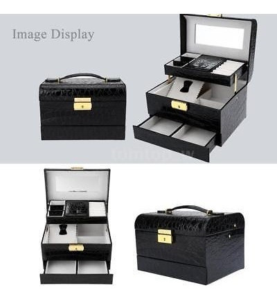 Semi Automática Bloqueo 3 Capas Joyería Caja Estuche + Espej 1