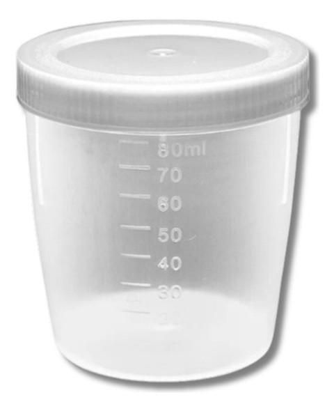 50 Coletor Universal 80 Ml Pote Não Estéril C/tampa E Pá 1