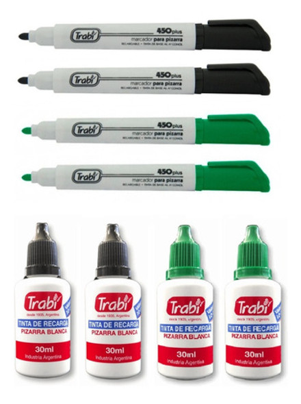 Marcador Trabi 450 P/pizarra Y Tintas De Recarga Negro/verde 0 Marcador Trabi 450 P/pizarra Y Tintas De Recarga Negro/verde 0