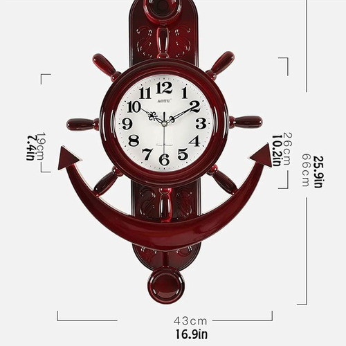 Reloj De Pared Timón O Ancla Grande C/péndulo - Sonivox 0