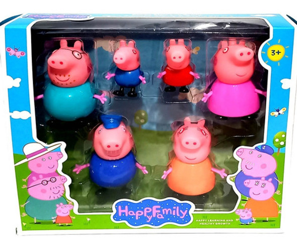 Peppa Pig Set 6 Muñecos Familia Y Abuelos Articulados C/caja 0