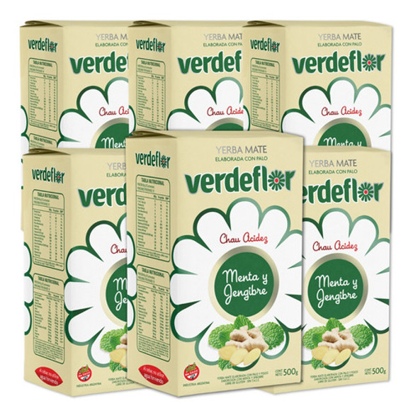Yerba Mate Verdeflor Menta Y Jengibre  500g Pack X6 Unidades 0