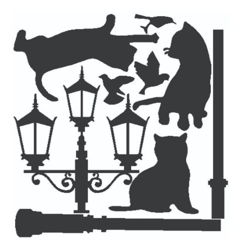 Vinilo Decorativo Ploteo Paredes Gatos Pajaritos Farol 1