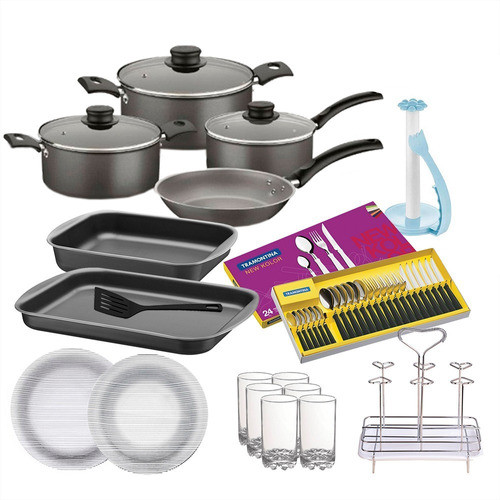 Set Vajilla 54 Piezas Ollas Tramontina Platos Vasos Cubierto 0