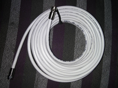 25 Metros De Cable Coaxil Rg-6 Blanco Armado Conectores Prensados 1