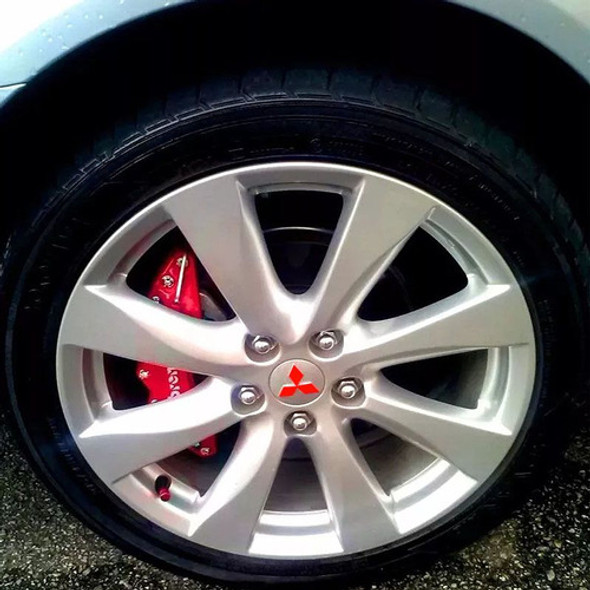 Kit Emblema Da Roda Lancer Vermelho Refletivo Adesivo Calota 1
