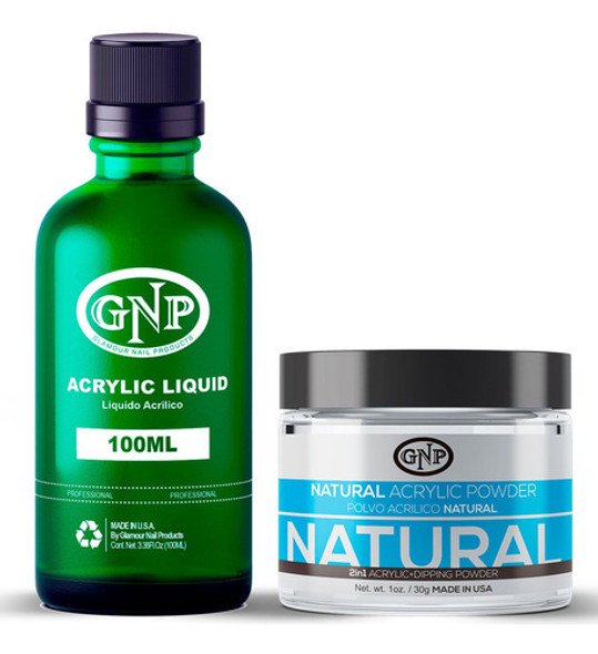 Polvo Acrílico Gnp Natural 30gr. + Monomero Gnp 100ml 0